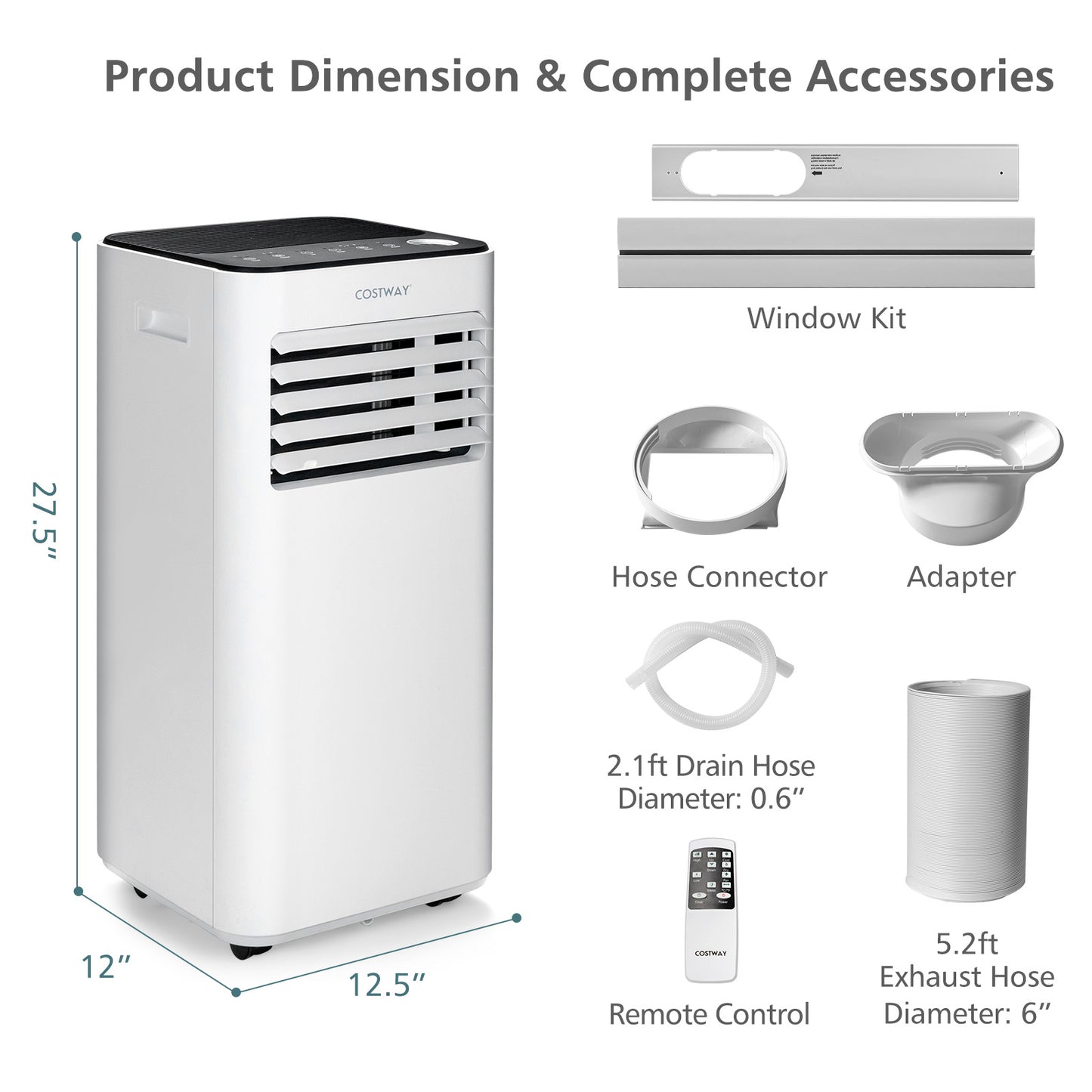 10000 BTU Portable Air Conditioner with Fan Dehumidifier Sleep Mode, White Portable Air Conditioners at Gallery Canada