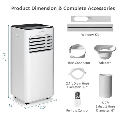 10000 BTU Portable Air Conditioner with Fan Dehumidifier Sleep Mode, White Portable Air Conditioners at Gallery Canada