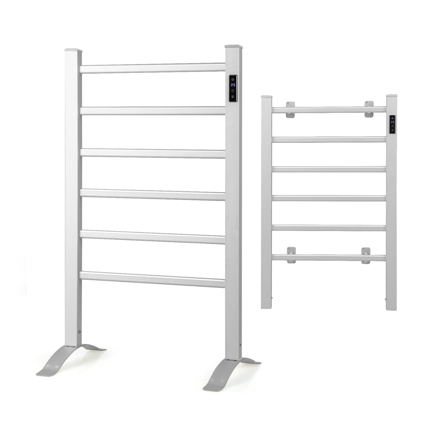 Freestanding Wall Mounted 6 Bars Towel Warmer, Timer LED Display