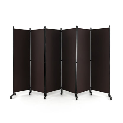 6 Panel 5.7 Feet Tall Rolling Room Divider, Brown Room Dividers at Gallery Canada