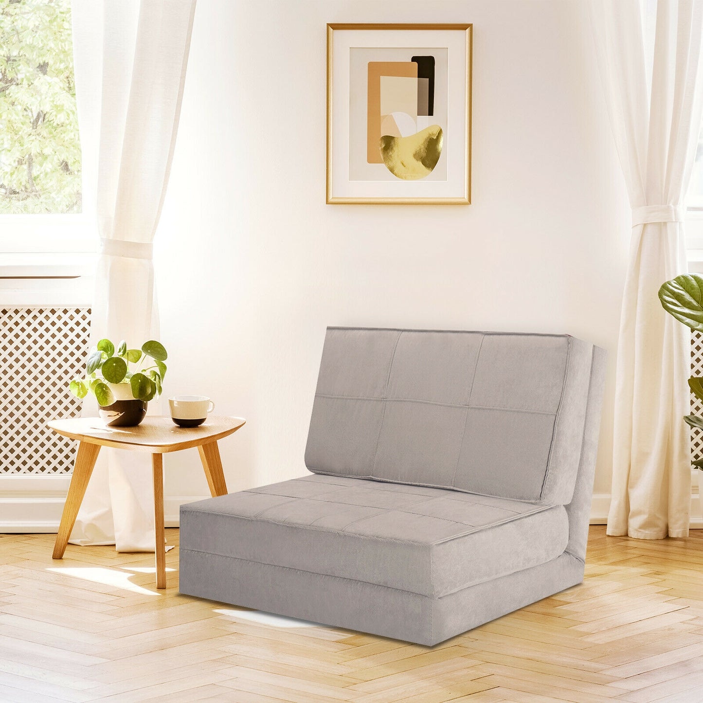 Convertible Lounger Folding Sofa Sleeper Bed, Gray Floor Chairs at Gallery Canada