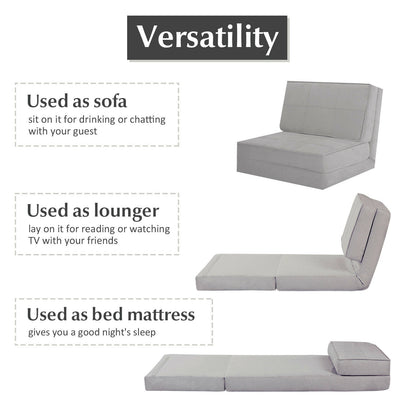 Convertible Lounger Folding Sofa Sleeper Bed, Gray Floor Chairs at Gallery Canada