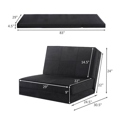 Convertible Lounger Folding Sofa Sleeper Bed, Black Floor Chairs at Gallery Canada