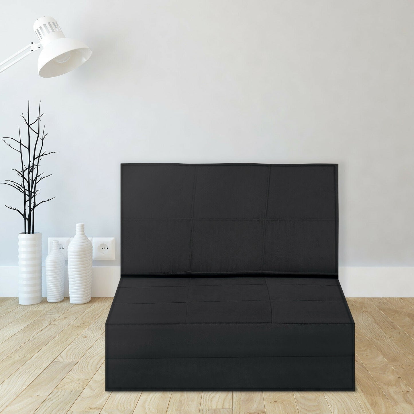 Convertible Lounger Folding Sofa Sleeper Bed, Black Floor Chairs at Gallery Canada