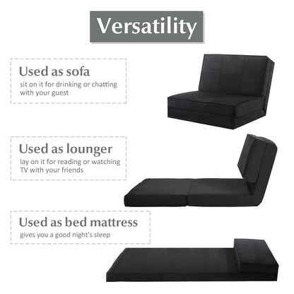 Convertible Lounger Folding Sofa Sleeper Bed, Black Floor Chairs at Gallery Canada