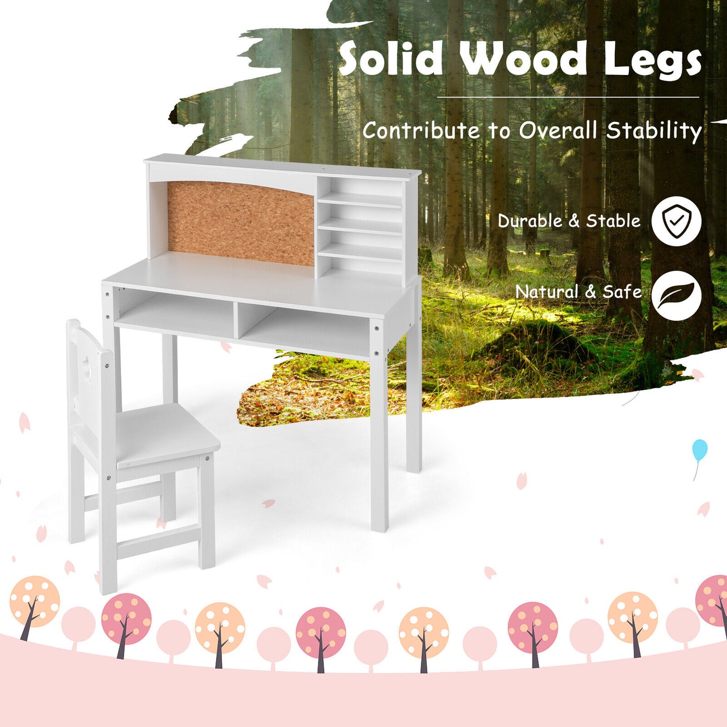 Kids Desk And Chair Set With Hutch, Bulletin Board, White Kids Table & Chair Sets at Gallery Canada