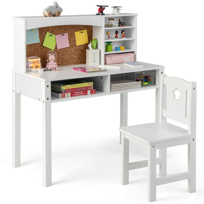 Kids Desk And Chair Set With Hutch, Bulletin Board, White Kids Table & Chair Sets White at Gallery Canada