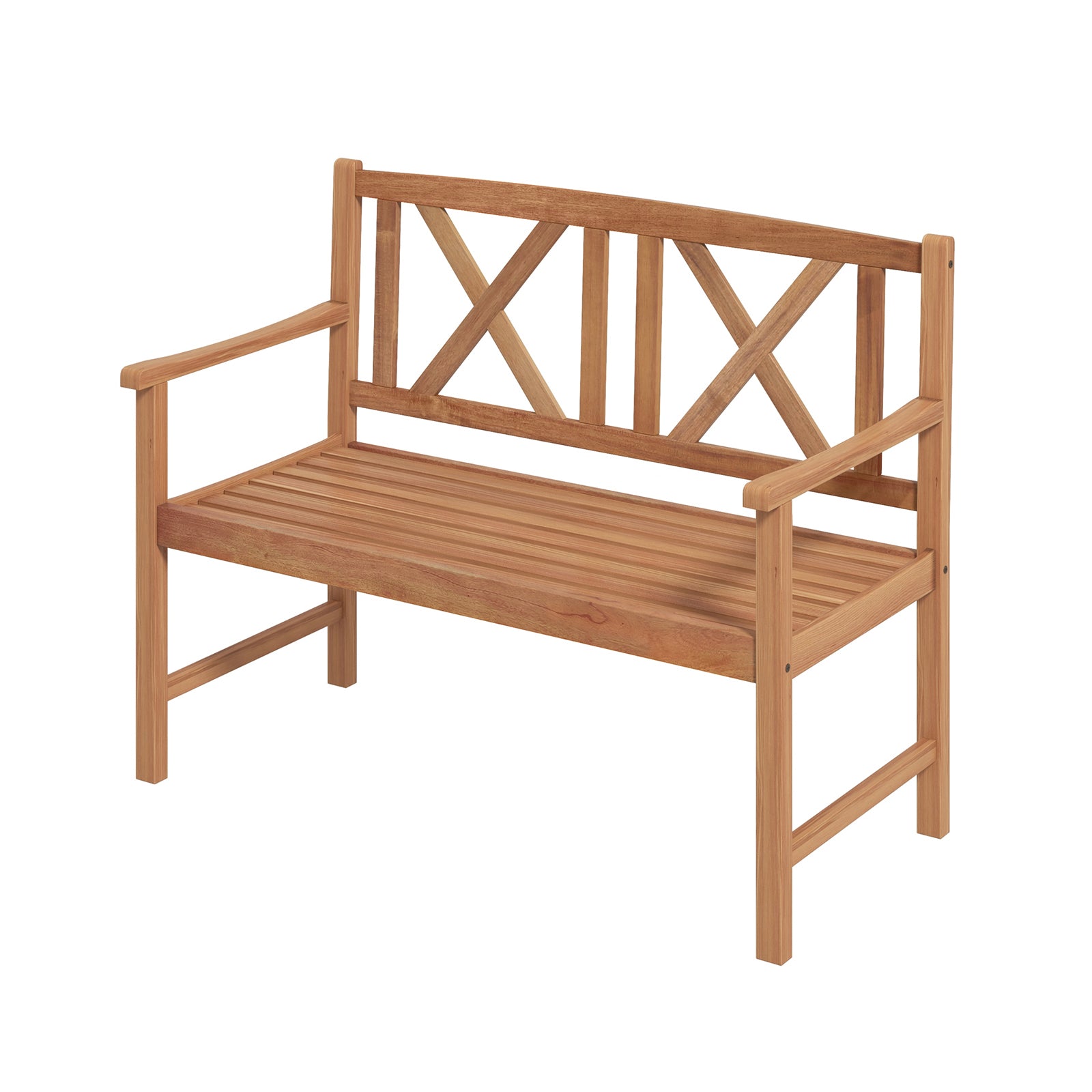 2-Person Wood Outdoor Bench with Cozy Armrest and Backrest, Brown Outdoor Benches Brown at Gallery Canada