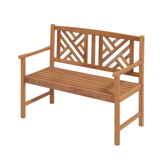 2-Person Wooden Outdoor Bench, Brown