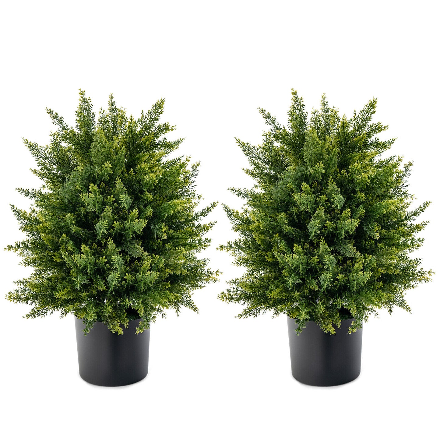 2-Pack Artificial Cedar Topiary Ball Tree with Cement Pot, Green Faux Plants Green at Gallery Canada
