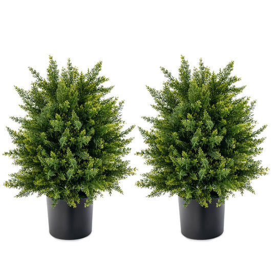 2-Pack Artificial Cedar Topiary Ball Tree with Cement Pot, Green Faux Plants Green at Gallery Canada