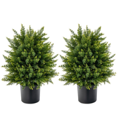 Artificial Cedar Topiary Ball Tree, 2-Pack, Cement Pot, Green Faux Plants Green at Gallery Canada