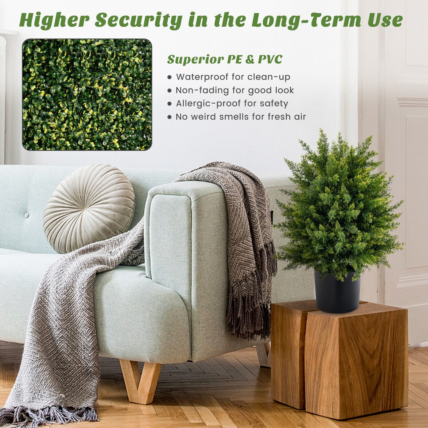 2-Pack Artificial Cedar Topiary Ball Tree with Cement Pot, Green Faux Plants at Gallery Canada