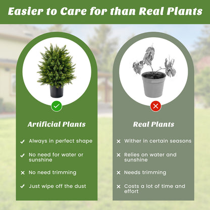 2-Pack Artificial Cedar Topiary Ball Tree with Cement Pot, Green Faux Plants at Gallery Canada