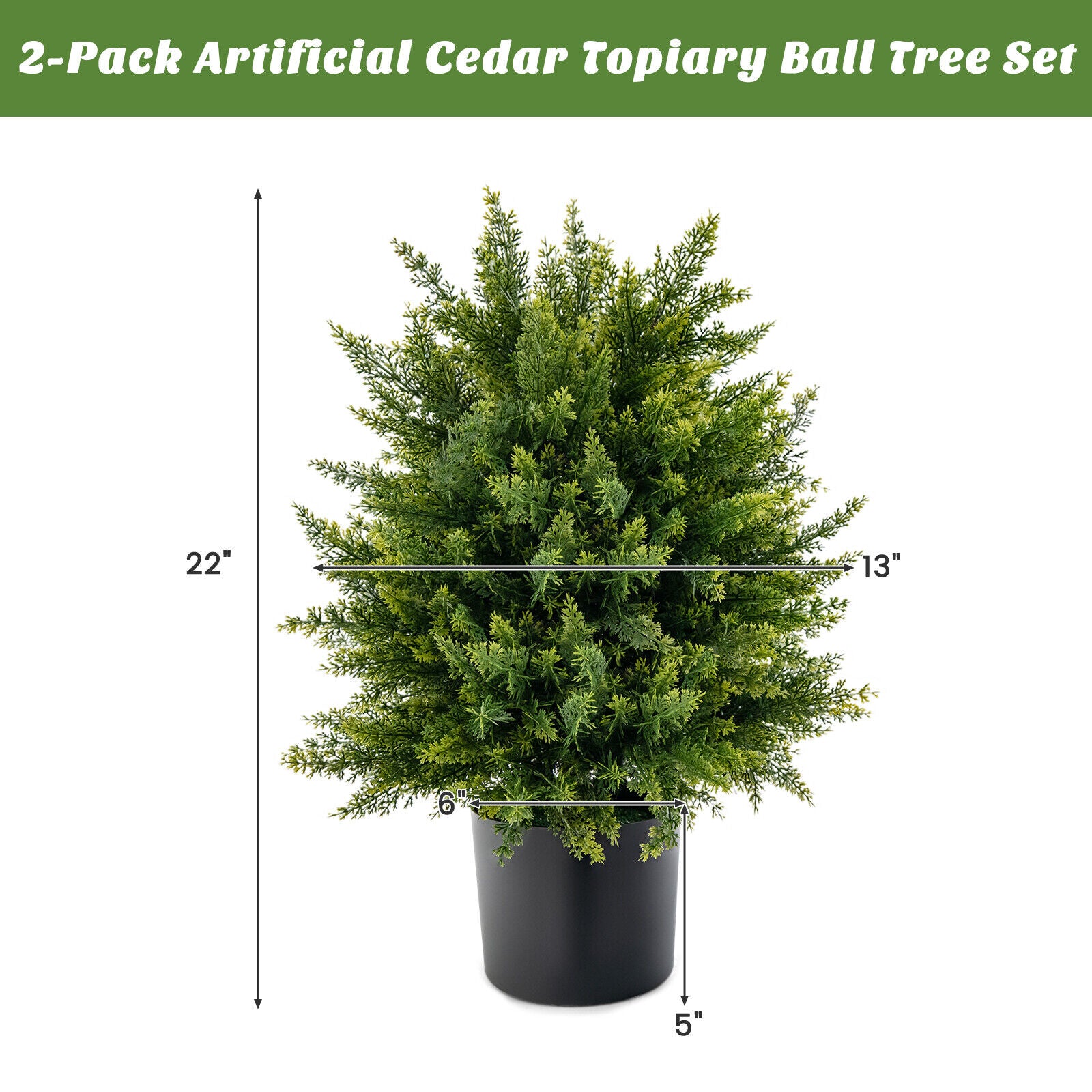 2-Pack Artificial Cedar Topiary Ball Tree with Cement Pot, Green Faux Plants at Gallery Canada