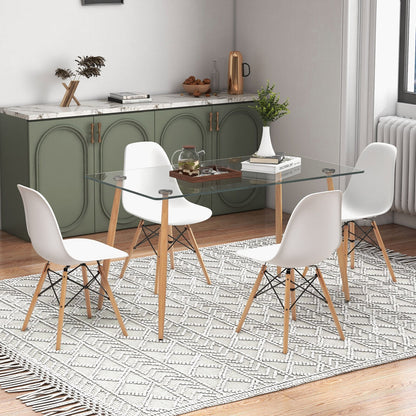 Rectangle Dining Table Set, 5 Pieces, 51 Inch Glass Tabletop, White Dining Room Sets at Gallery Canada