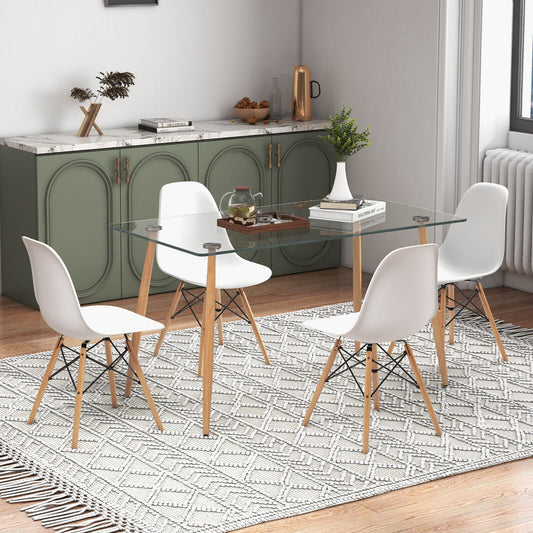 Rectangle Dining Table Set, 5 Pieces, 51 Inch Glass Tabletop, White Dining Room Sets White at Gallery Canada