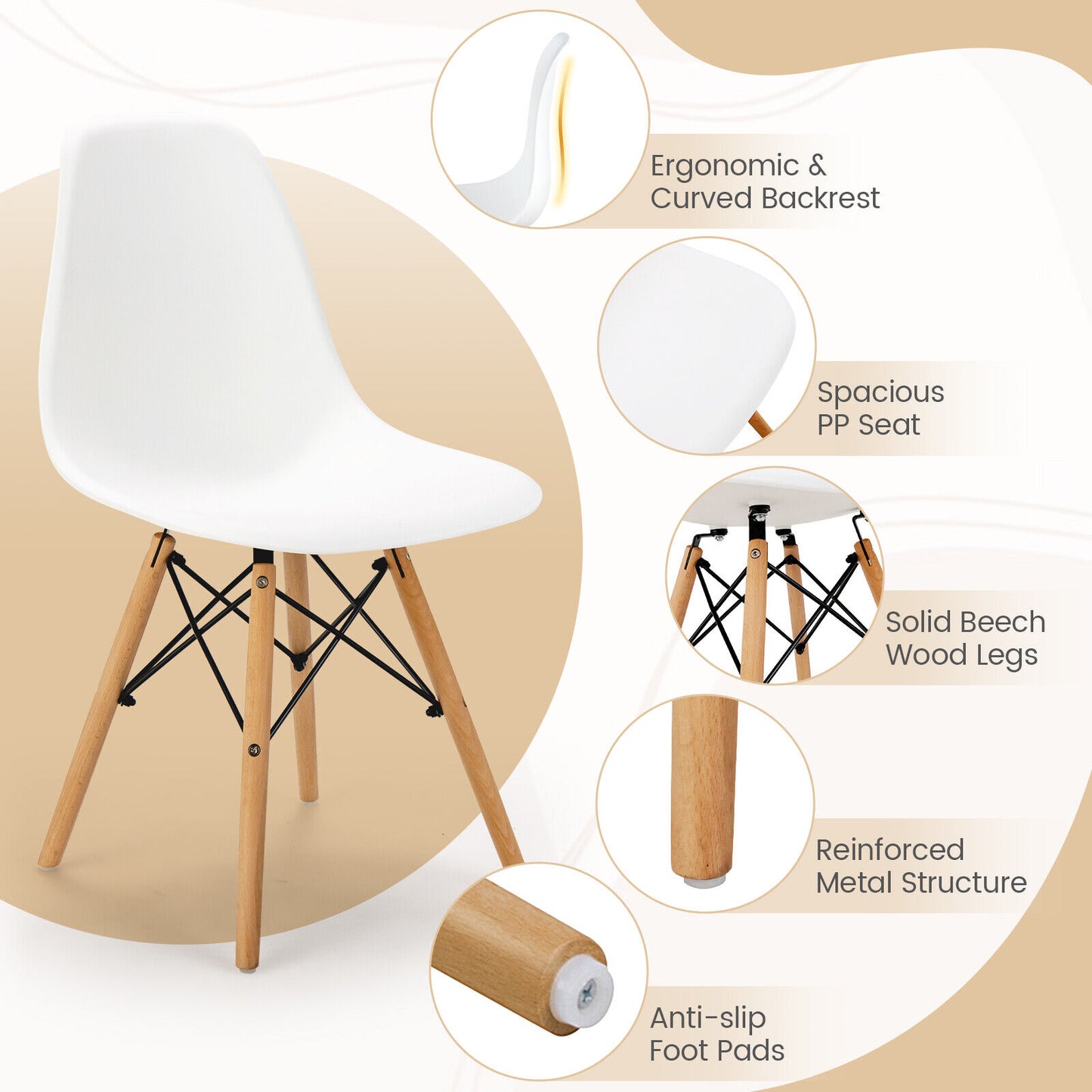 5 Pieces Rectangle Dining Table Set with 51 Inch Glass Tabletop, White Dining Room Sets at Gallery Canada