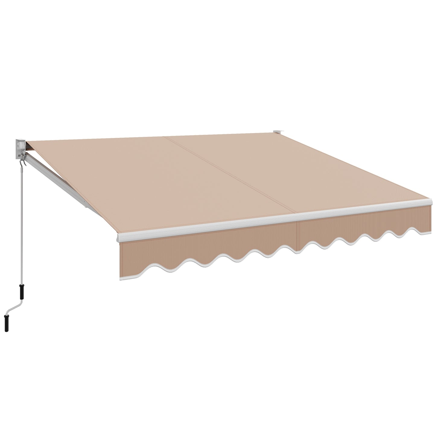 10 x 8.2 Feet Retractable Awning, Manual Crank Handle, Beige Canopies Beige at Gallery Canada
