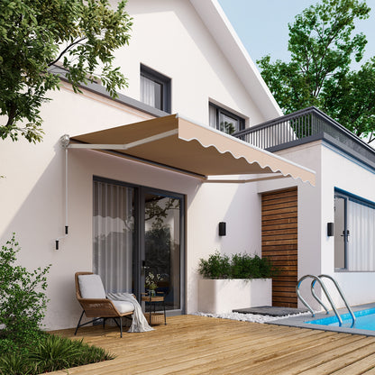 10 x 8.2 Feet Retractable Awning, Manual Crank Handle, Beige Canopies at Gallery Canada