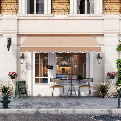 10 x 8.2 Feet Retractable Awning, Manual Crank Handle, Beige Canopies at Gallery Canada