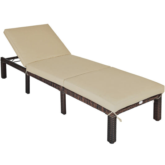 Outdoor Rattan Adjustable Chaise, Brown Outdoor Chaise Lounges Brown at Gallery Canada