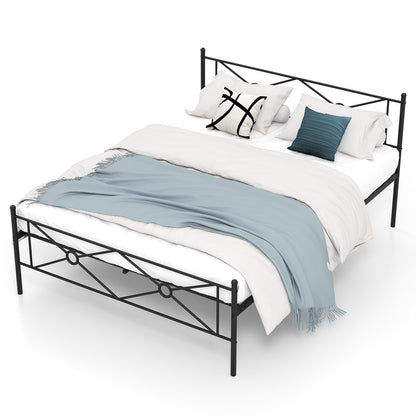 Metal Platform Bed Frame, Queen Size, With Headboard And Footboard, Black Simple Bed Frame at Gallery Canada