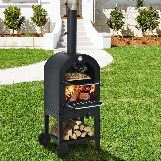 Portable Outdoor Pizza Oven with Pizza Stone and Waterproof Cover, Black Outdoor Grills Black at Gallery Canada