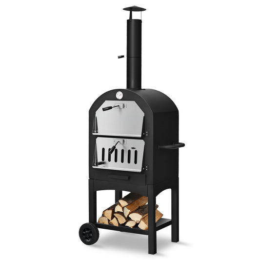 Portable Outdoor Pizza Oven with Pizza Stone and Waterproof Cover, Black Outdoor Grills Black at Gallery Canada