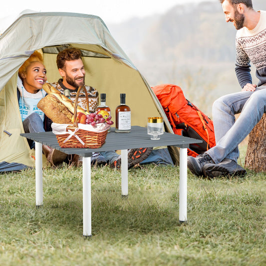 Folding Outdoor Camping Table with Carrying Bag for Picnics and Party, Gray - Gallery Canada