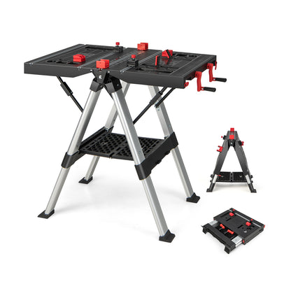 Portable Folding Workbench with Adjustable Height for Garage Home, Black & Red Garages Black & Red at Gallery Canada