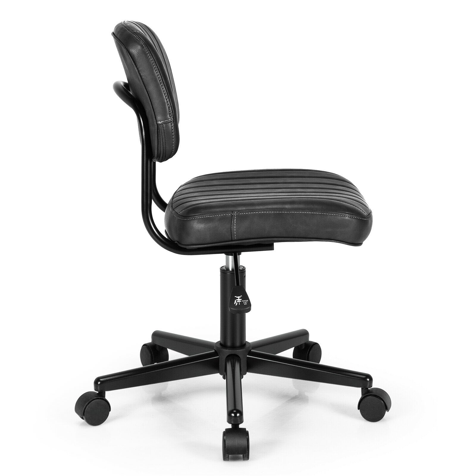 PU Leather Adjustable Office Chair  Swivel Task Chair with Backrest, Black - Gallery Canada