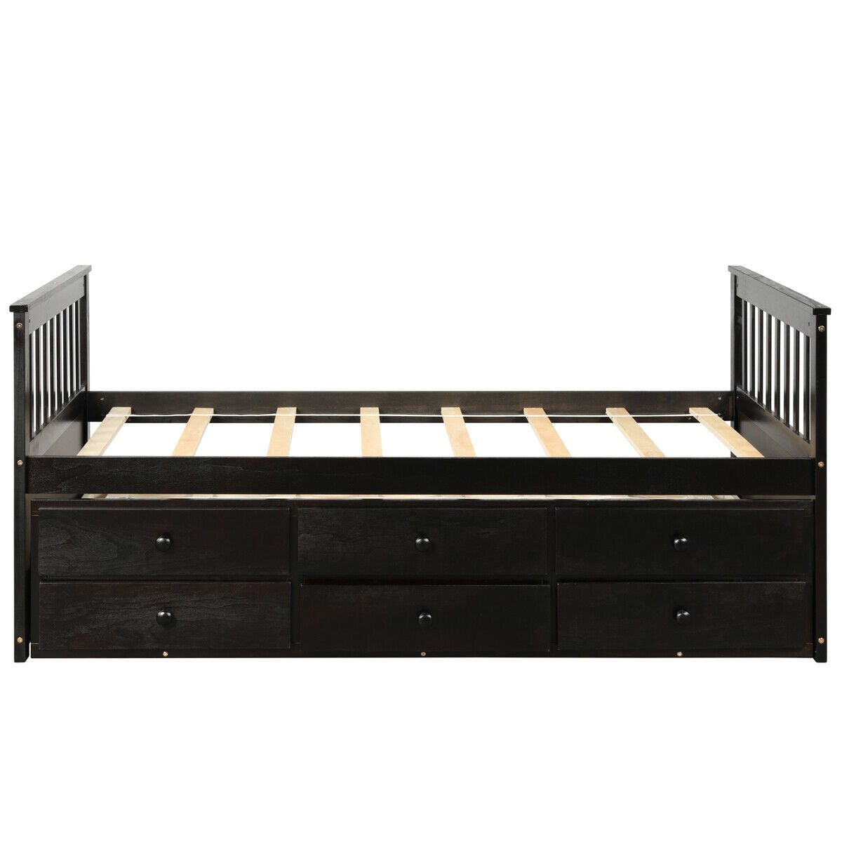 Twin Captain’s Bed with Trundle Bed with 3 Storage Drawers, Dark Brown Trundle Bed Frame at Gallery Canada