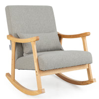 Thumbnail for Upholstered Rocking Chair with Pillow and Rubber Wood Frame - Gallery View 1 of 9