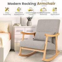 Thumbnail for Upholstered Rocking Chair with Pillow and Rubber Wood Frame - Gallery View 6 of 9