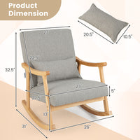 Thumbnail for Upholstered Rocking Chair with Pillow and Rubber Wood Frame - Gallery View 4 of 9