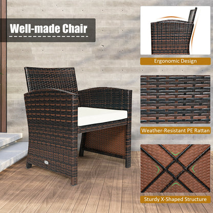 3 Pieces PE Rattan Wicker Furniture Set with Cushion Sofa Coffee Table for Garden, White Patio Conversation Sets at Gallery Canada