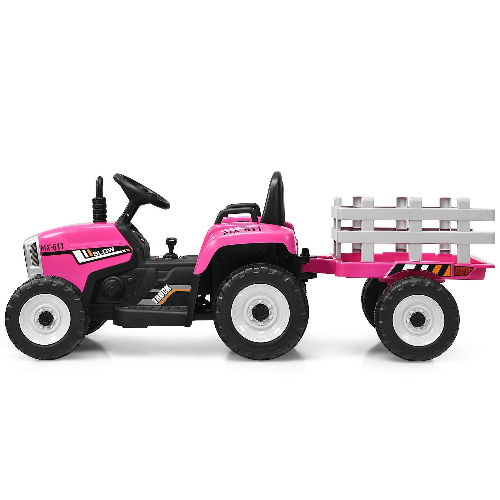 12V Ride on Tractor with 3-Gear-Shift Ground Loader for Kids 3+ Years Old, Pink Powered Ride On Toys at Gallery Canada