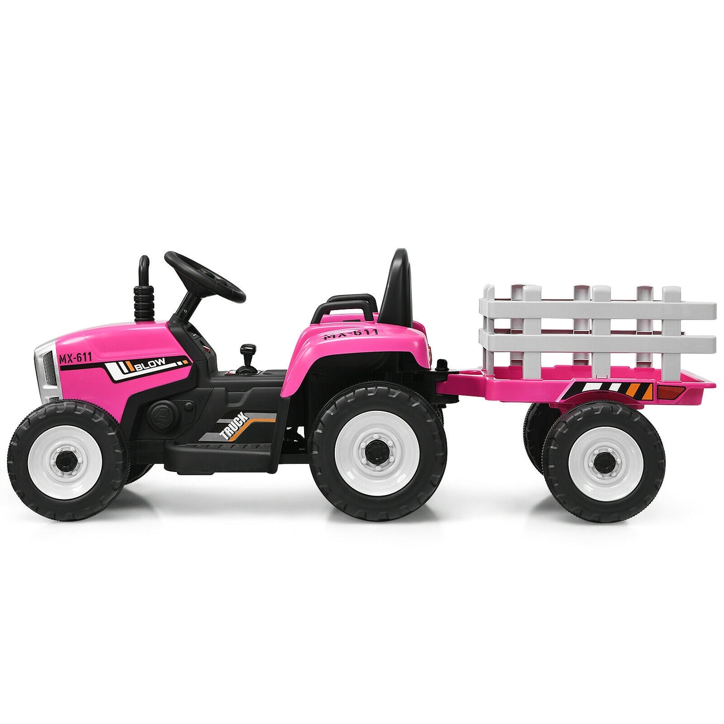 12V Ride on Tractor with 3-Gear-Shift Ground Loader for Kids 3+ Years Old, Pink Powered Ride On Toys at Gallery Canada