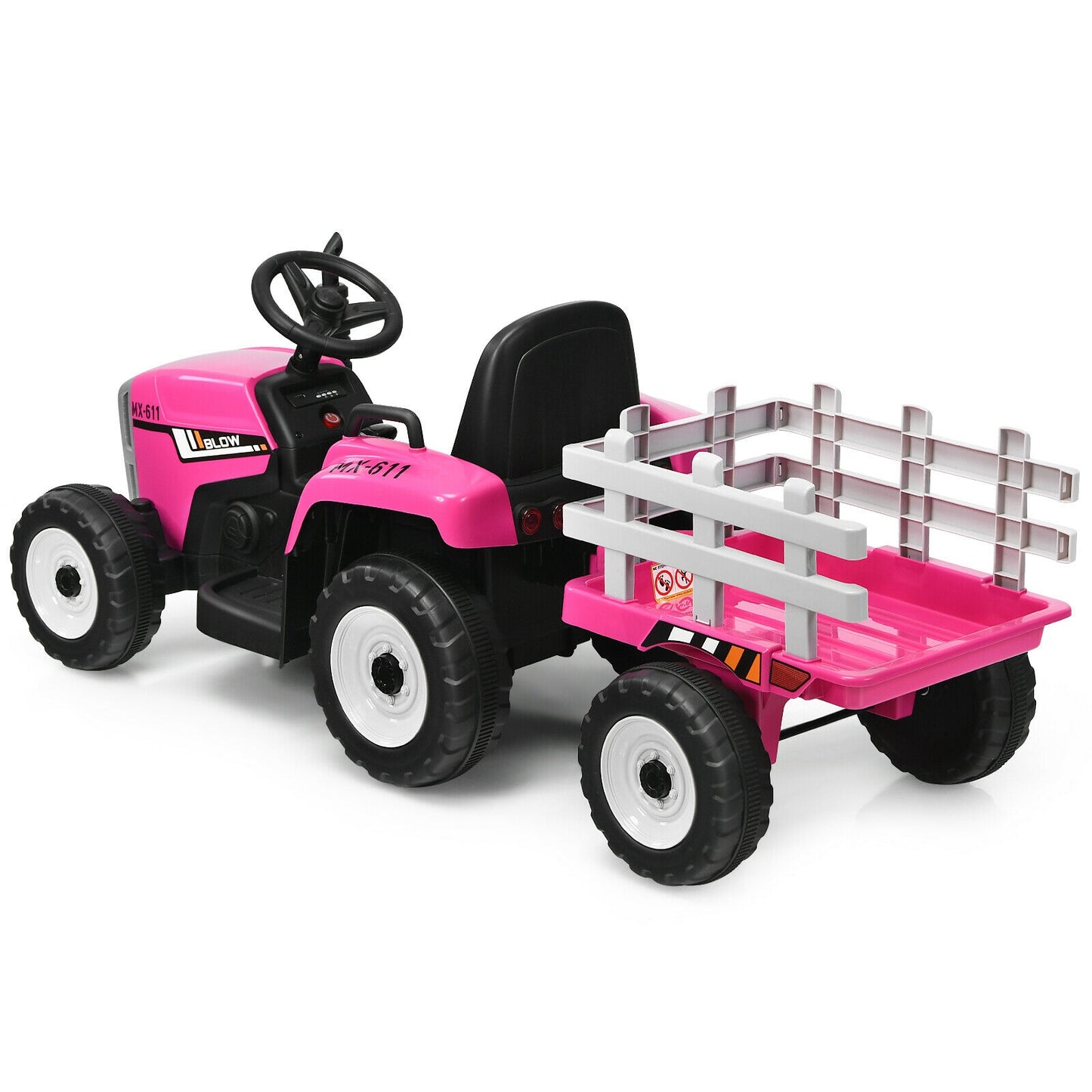 12V Ride on Tractor with 3-Gear-Shift Ground Loader for Kids 3+ Years Old, Pink Powered Ride On Toys at Gallery Canada