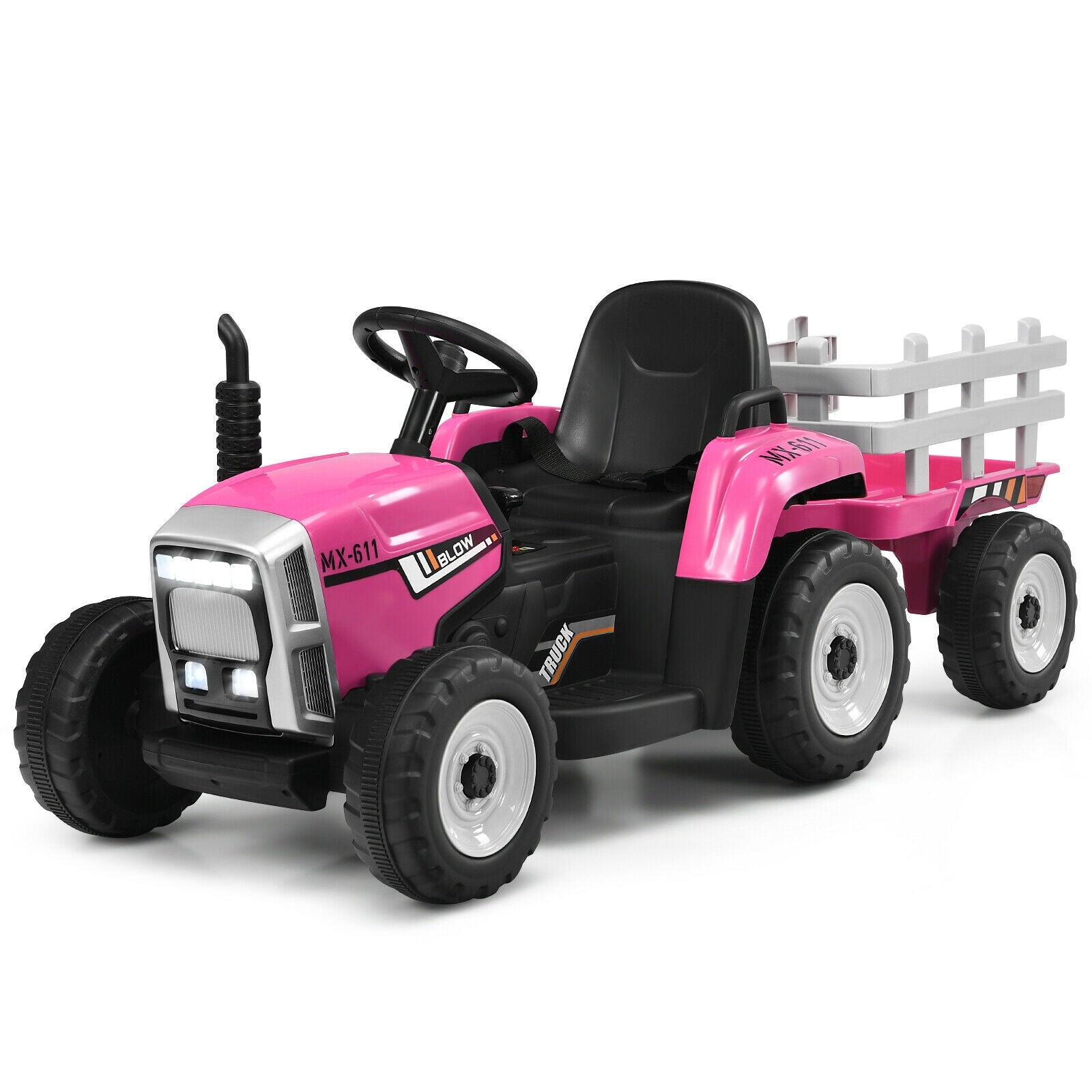 12V Ride on Tractor with 3-Gear-Shift Ground Loader for Kids 3+ Years Old, Pink Powered Ride On Toys at Gallery Canada