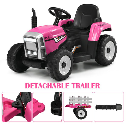 12V Ride on Tractor with 3-Gear-Shift Ground Loader for Kids 3+ Years Old, Pink Powered Ride On Toys at Gallery Canada