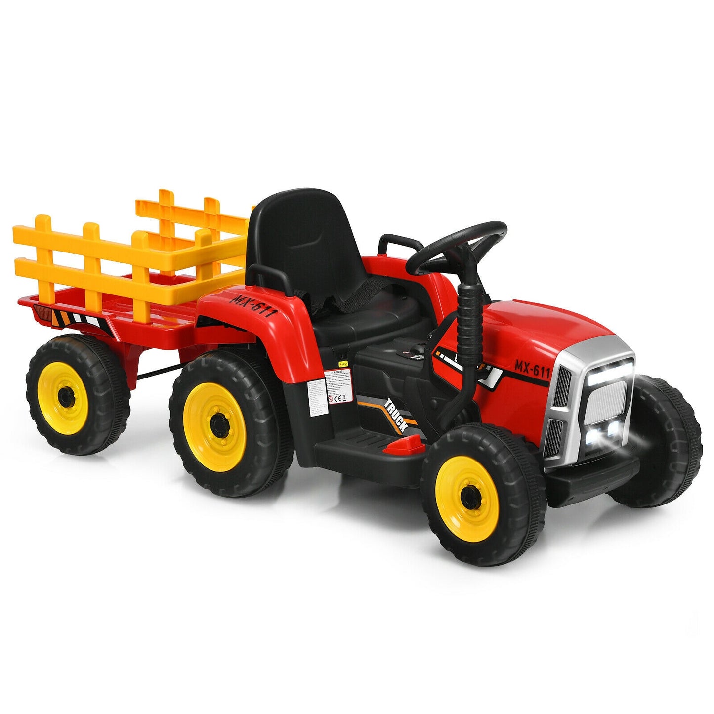 12V Ride on Tractor with 3-Gear-Shift Ground Loader for Kids 3+ Years Old, Red Powered Ride On Toys at Gallery Canada