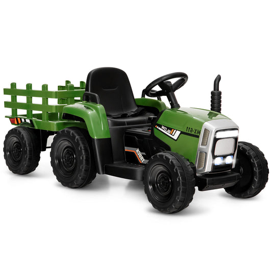 12V Ride on Tractor with 3-Gear-Shift Ground Loader for Kids 3+ Years Old, Dark Green Powered Ride On Toys Dark Green at Gallery Canada