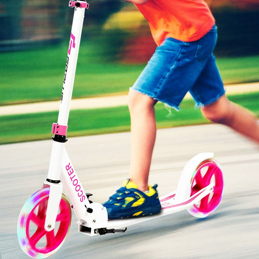 Portable Folding Sports Kick Scooter with LED Wheels, Pink - Gallery Canada