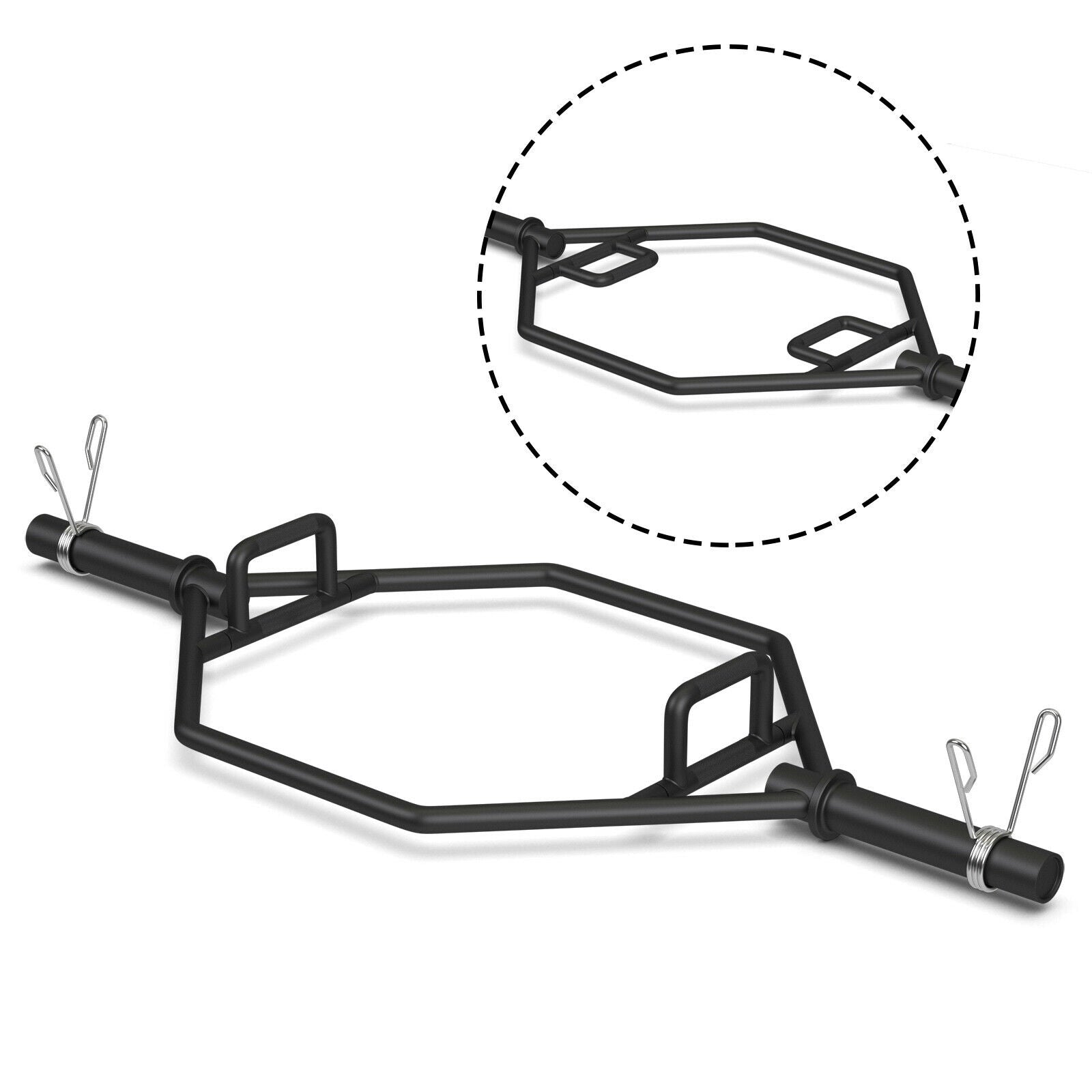 56 Inch Olympic Hexagon Deadlift Trap Bar with Folding Grips Powerlifting, Black Benches Racks & Bars at Gallery Canada