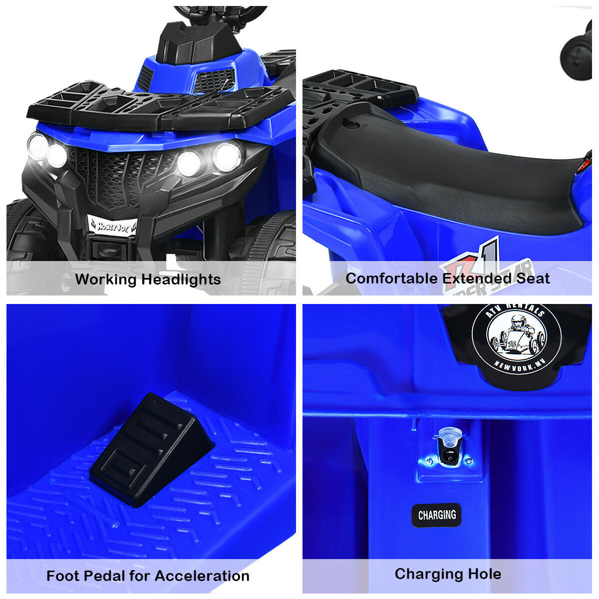 6V Battery Powered Kids Electric Ride on ATV, Blue Powered Ride On Toys at Gallery Canada