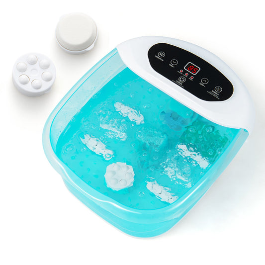 Foot Spa Massager Tub with Removable Pedicure Stone and Massage Beads, Turquoise - Gallery Canada