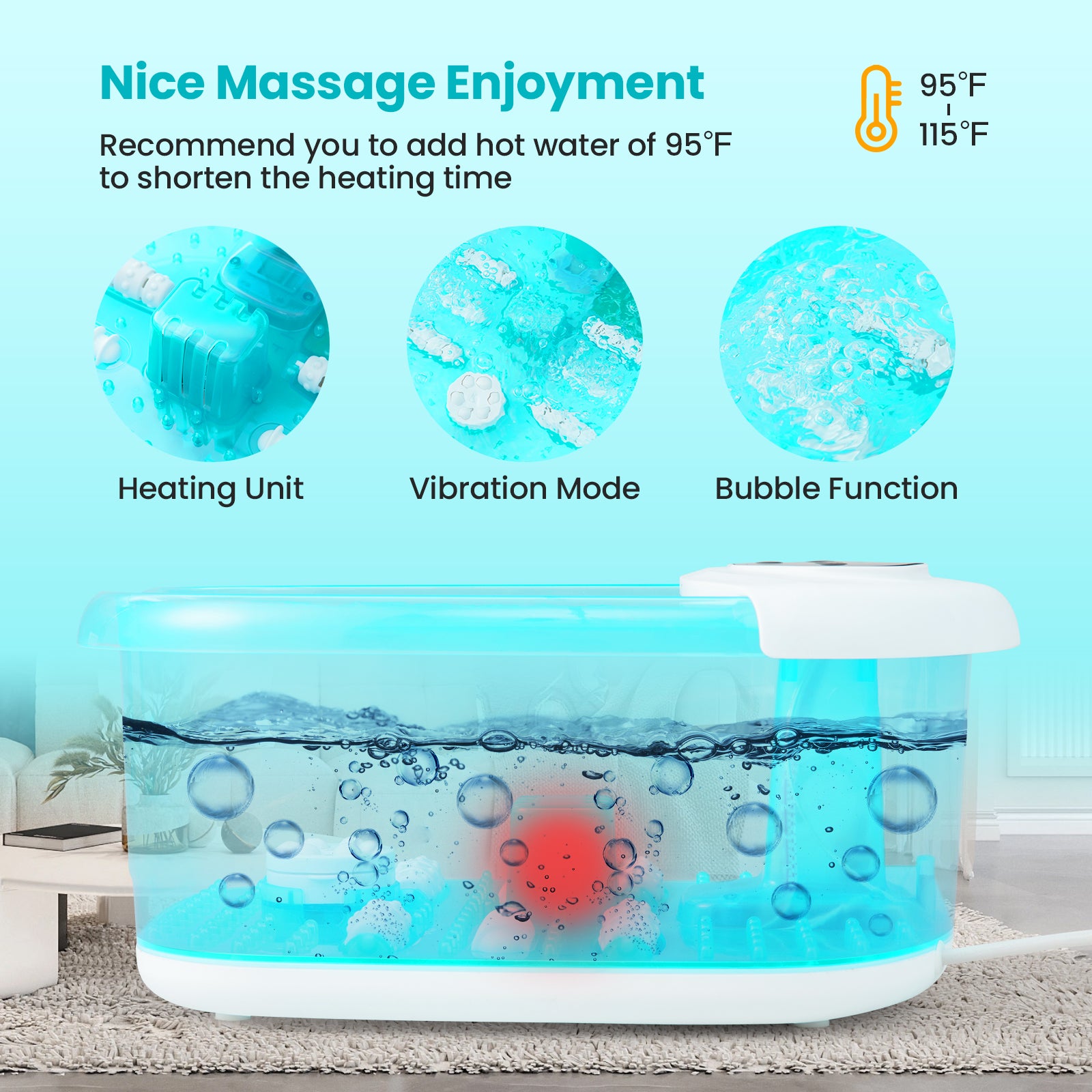 Foot Spa Massager Tub with Removable Pedicure Stone and Massage Beads, Turquoise Foot Massager at Gallery Canada