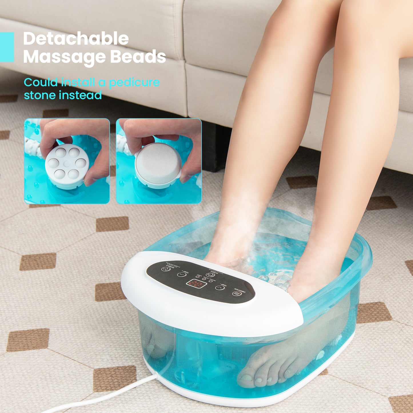 Foot Spa Massager Tub with Removable Pedicure Stone and Massage Beads, Turquoise Foot Massager at Gallery Canada